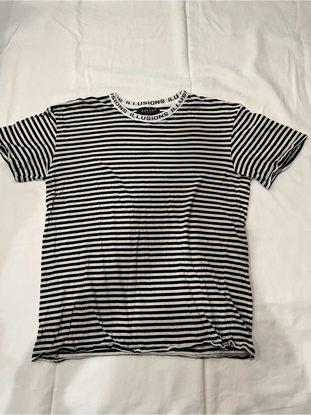 PacSun Black and White Striped Crew Tee